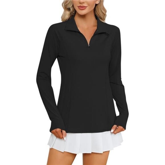 Women Long Sleeve Shirts Sun Protection 1/4 Zip Summer Quick Dry Hiking Shirts - Picture 1 of 7